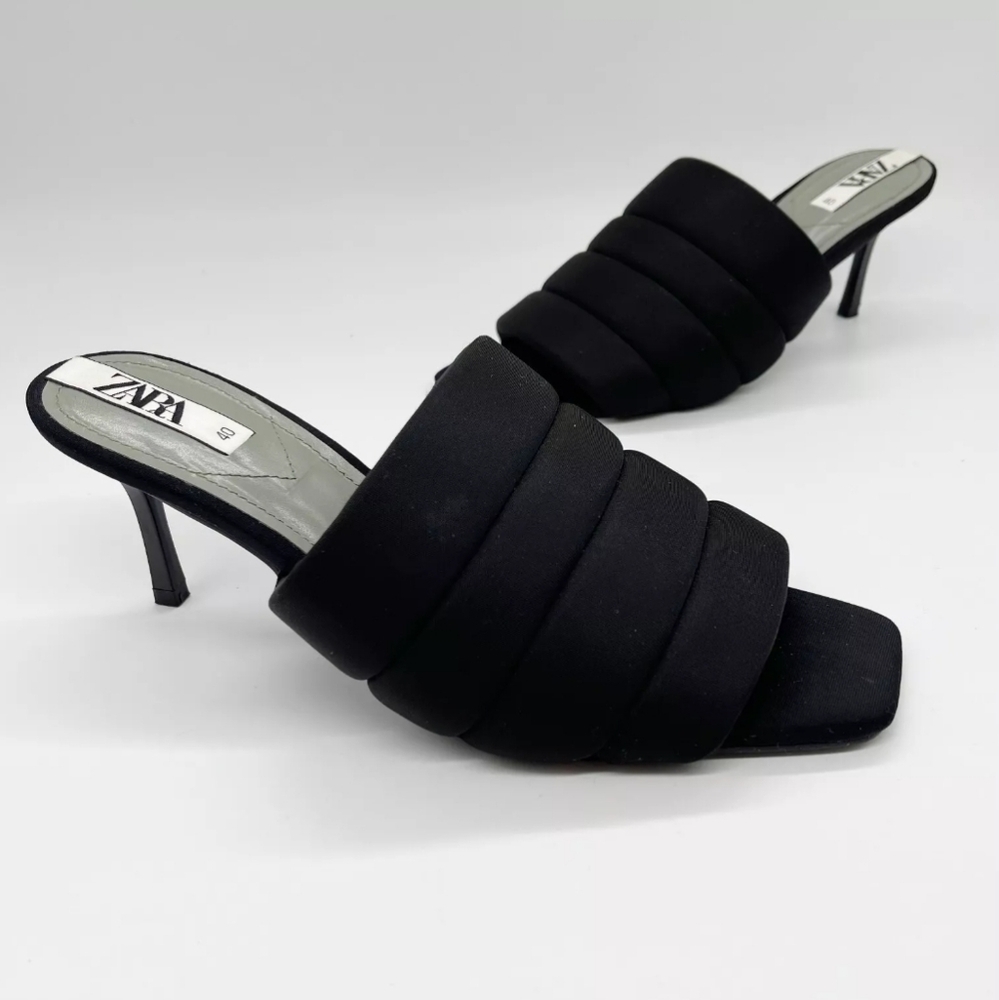 Zara Black Heeled Mules